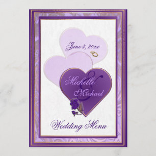 Nuances de lavande et de menu pourpre de mariage
