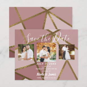 Nuances de Mauve Rose et Bronze Doré Géométrique G