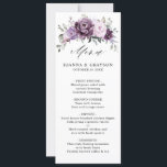 Nuances de pourpre foncé fleuris Floral Carte menu<br><div class="desc">Élégante et moderne, la carte mariage florale du milieu de l'été présente un bouquet de pivoines roses aquarelles dans les tons de prune violette, de rose poussiéreux, de rose poussiéreux, de mauve, de sauge aux feuilles botaniques verdoyants et d'eucalyptus. S'il vous plaît trouver d'autres modèles et variantes de mon magasin...</div>
