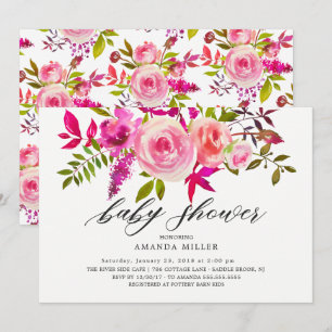 Nuances de rose Baby shower floral Invitation