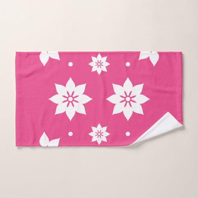 Nuances de rouge : Fleurs blanches roses (Serviette à main)