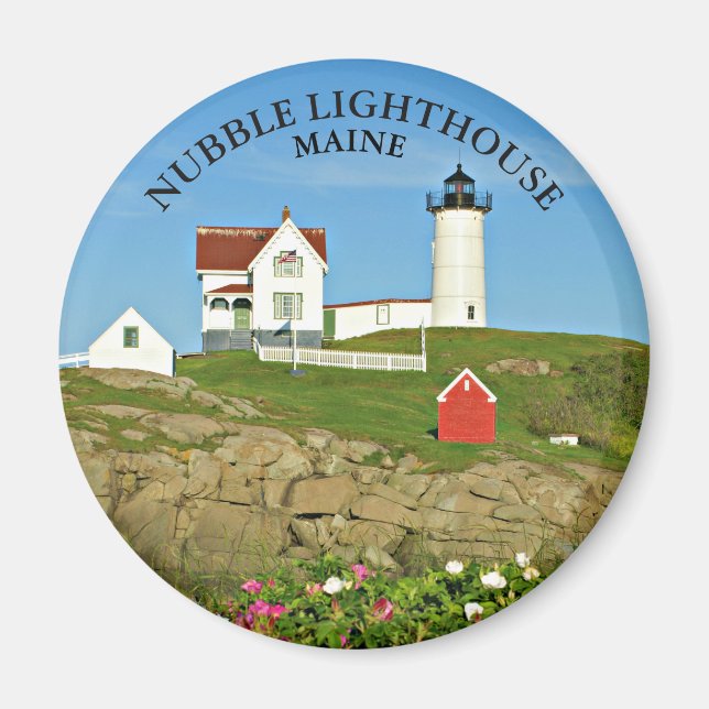 Nubble Lighthouse, Magnet rond du Maine (Devant)