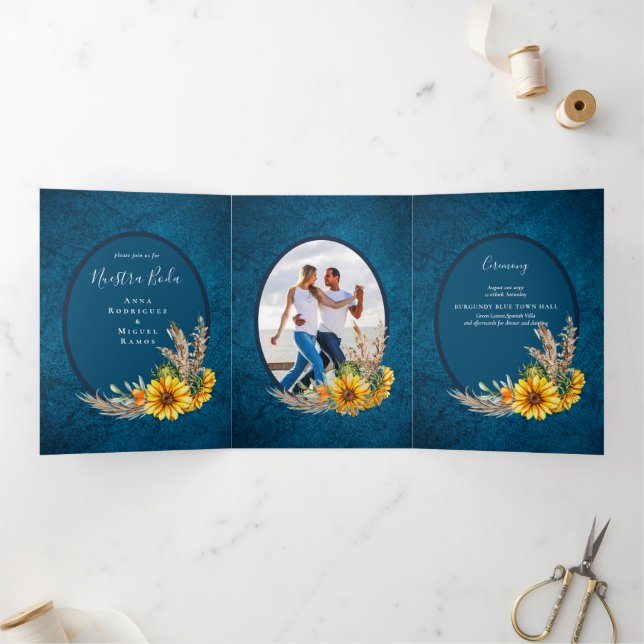 Nuestra Boda 6 pages Sunflower Mariage Invitation (Intérieur)