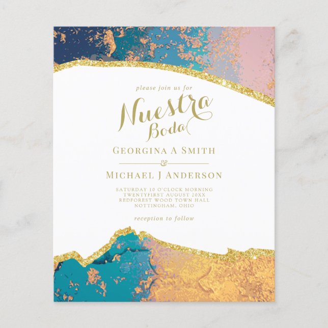 Nuestra Boda AGATE Gold Mariage espagnol INVITE (Devant)