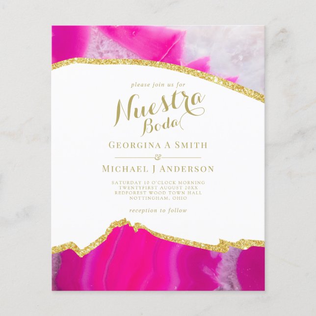 Nuestra Boda AGATE Gold Mariage espagnol INVITE (Devant)