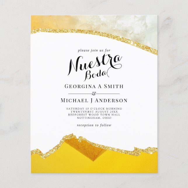 Nuestra Boda AGATE Gold Mariage espagnol INVITE (Devant)