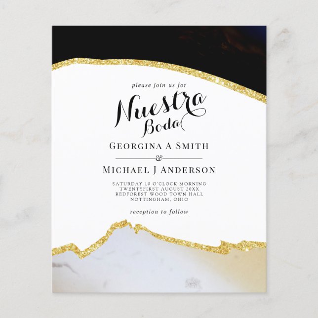 Nuestra Boda AGATE Gold Mariage espagnol INVITE (Devant)