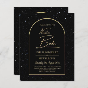 NUESTRA BODA BLACK OR étoile INVITATION de nuit