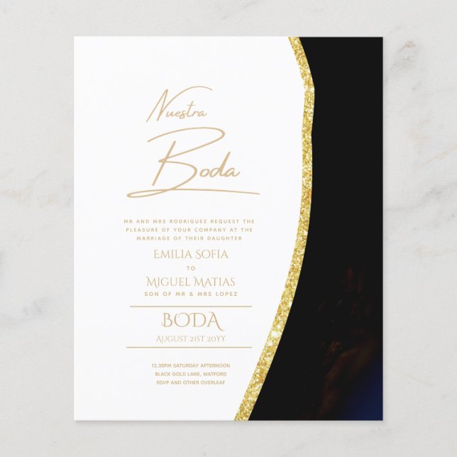 Nuestra Boda Gold Texte AGATE Mariage INVITE (Devant)