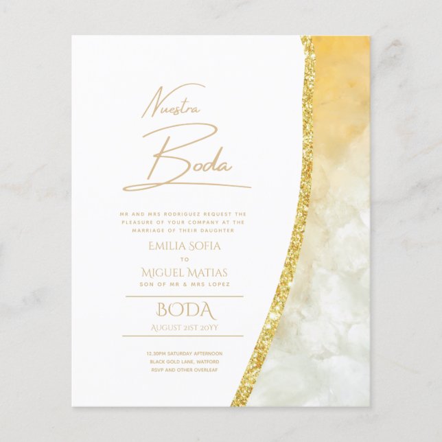 Nuestra Boda Gold Texte AGATE Mariage INVITE (Devant)