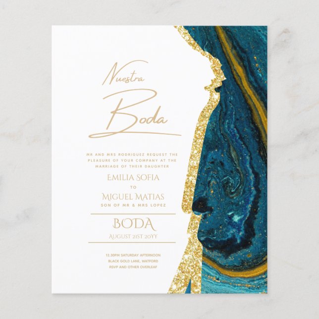 Nuestra Boda Gold Texte AGATE Mariage INVITE (Devant)