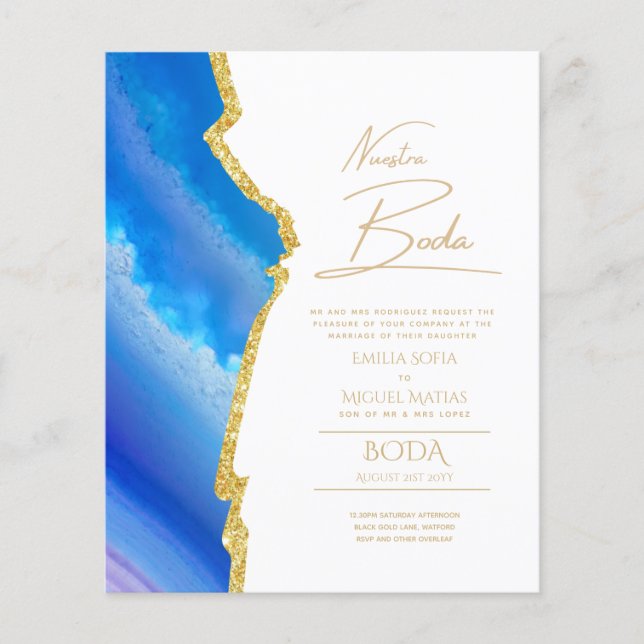 Nuestra Boda Gold Texte AGATE Mariage INVITE (Devant)