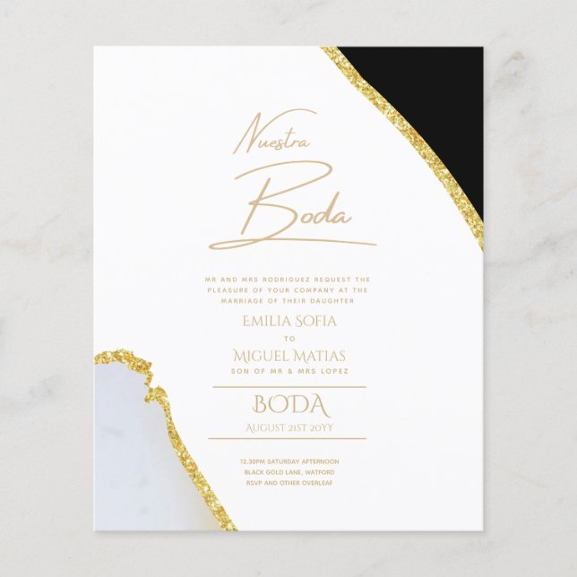 Nuestra Boda Gold Texte AGATE Mariage INVITE (Devant)