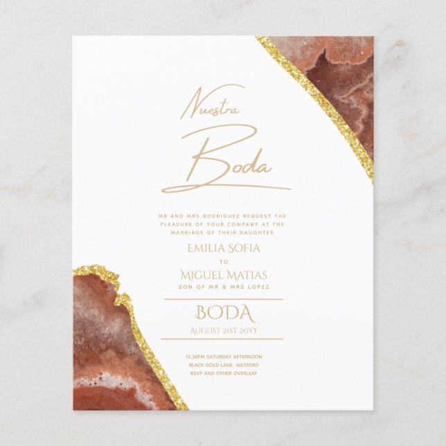 Nuestra Boda Gold Texte AGATE Mariage INVITE (Devant)