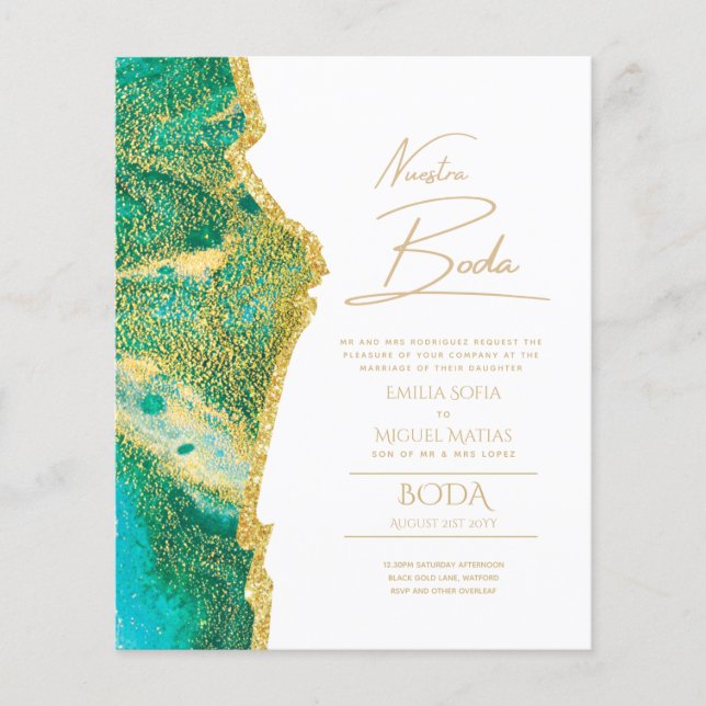 Nuestra Boda Gold Texte AGATE Mariage INVITE (Devant)