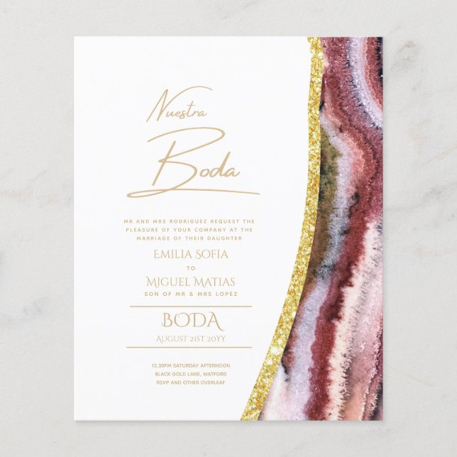 Nuestra Boda Gold Texte AGATE Mariage INVITE (Devant)