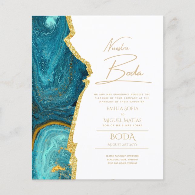 Nuestra Boda Gold Texte AGATE Mariage INVITE (Devant)