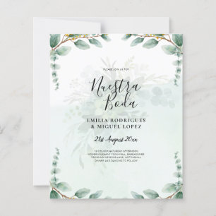 Nuestra Boda Green Mariage Invitations d'or