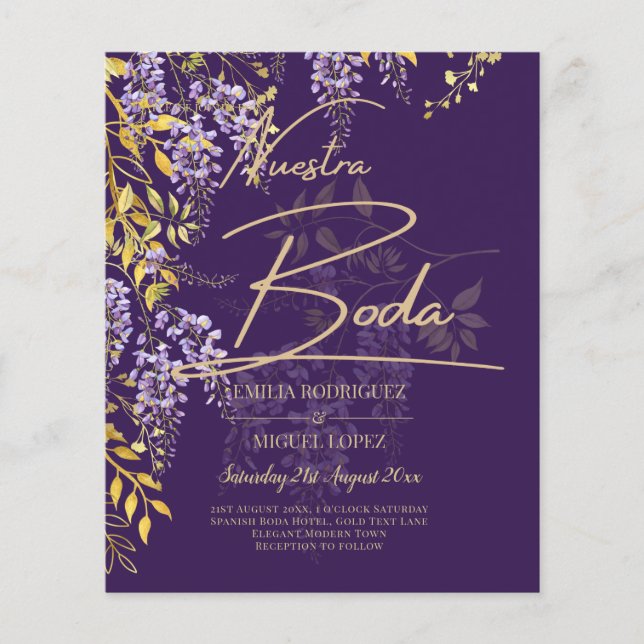 Nuestra Boda Lilac Mariage Wisteria Invitation esp (Devant)