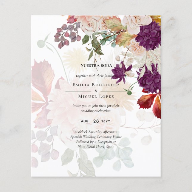 NUESTRA BODA Plum Fall Floral Mariage espagnol (Devant)