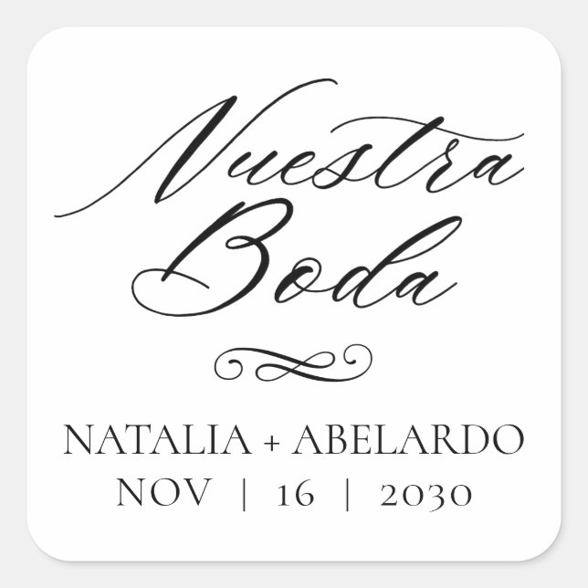Nuestra Boda Stickers de mariage Carré Espagnol (Devant)
