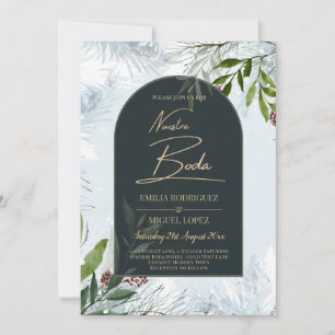 NUESTRA BODA Winter Greenery Wedding Invitation