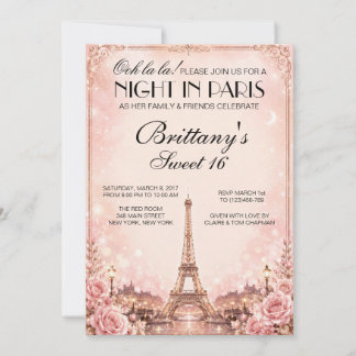 Nuit à Paris Invitation personnalisée Sweet 16