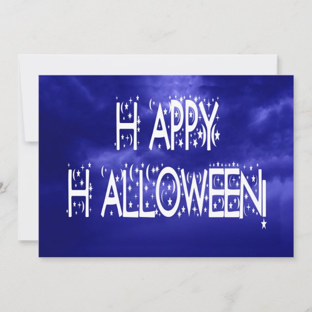 Nuit Bleu Joyeux Halloween Texte Invitation (Devant)