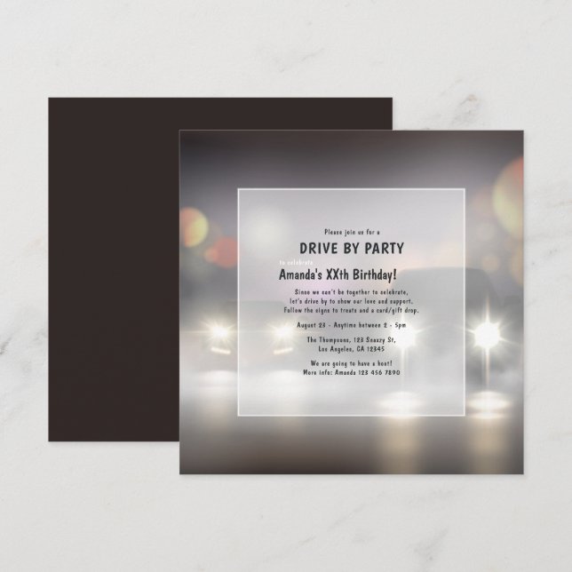 Nuit Conduite Par Anniversaire Fête Invitation (Devant / Derrière)