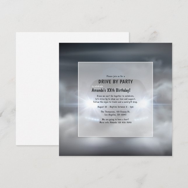 Nuit Conduite Par Anniversaire Fête Invitation (Devant / Derrière)