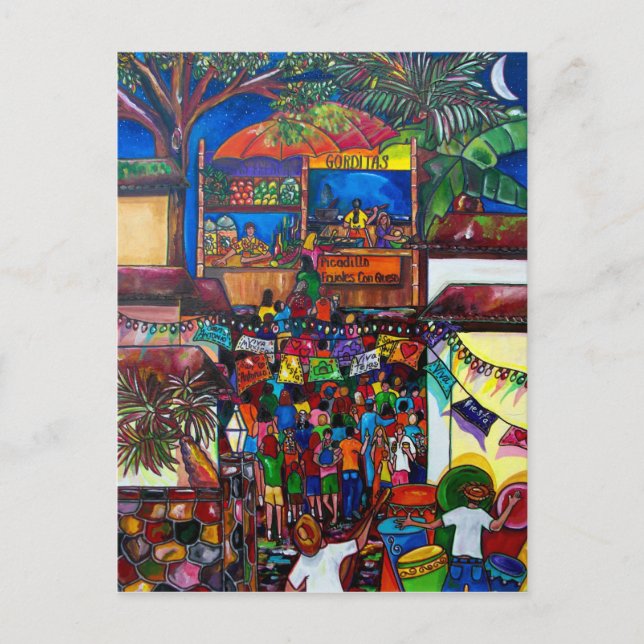 Nuit dans la vieille carte postale de San Antonio (Devant)