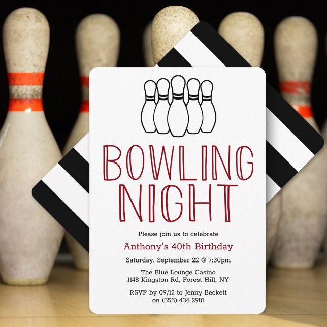 Nuit de Bowling moderne Invitation de fête d'anniv (Créateur téléchargé)