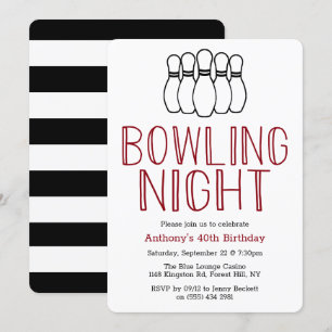 Nuit de Bowling moderne Invitation de fête d'anniv