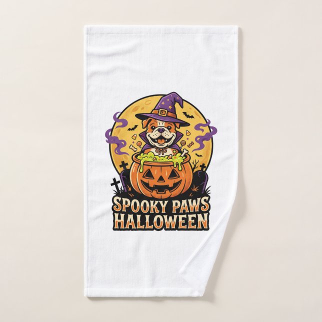 Nuit de citrouille bouledogue Halloween (Serviette à main)