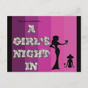 Nuit de filles - invitation de carte postale