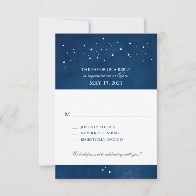 Nuit de noces Navy Blue Watercolor | RSVP (Devant)