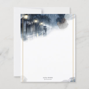 Nuit de pluie romantique - Papier de papeterie élé