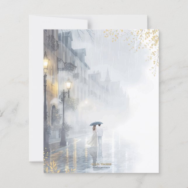 Nuit de pluie romantique - Papier de papeterie élé (Devant)