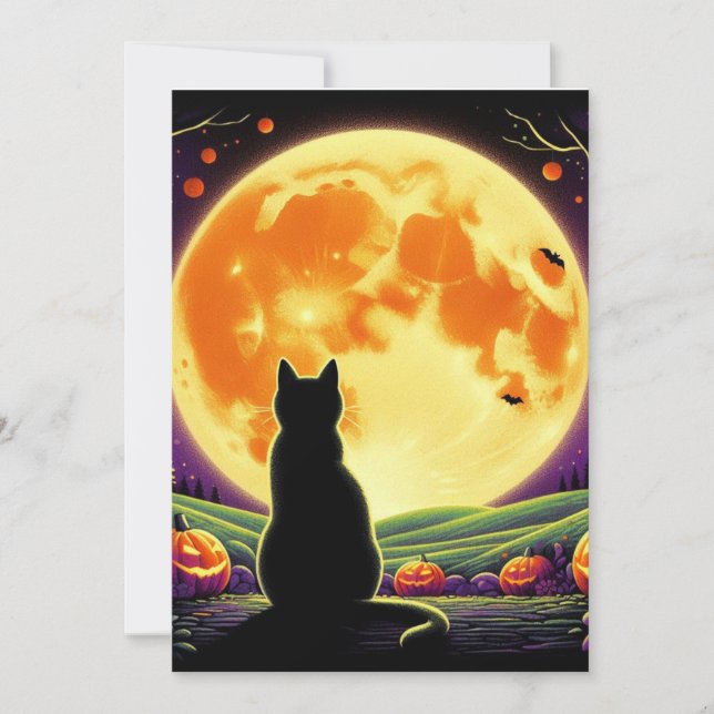 Nuit d'Halloween avec chat noir et Jack-O'-Lantern (Devant)