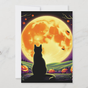 Nuit d'Halloween avec chat noir et Jack-O'-Lantern