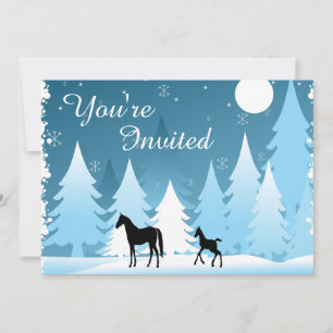 Nuit d'hiver Woodland Horse Baby shower Invitation