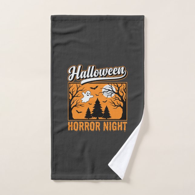 Nuit d'horreur d'Halloween Forêt Fantôme Rétro (Serviette à main)