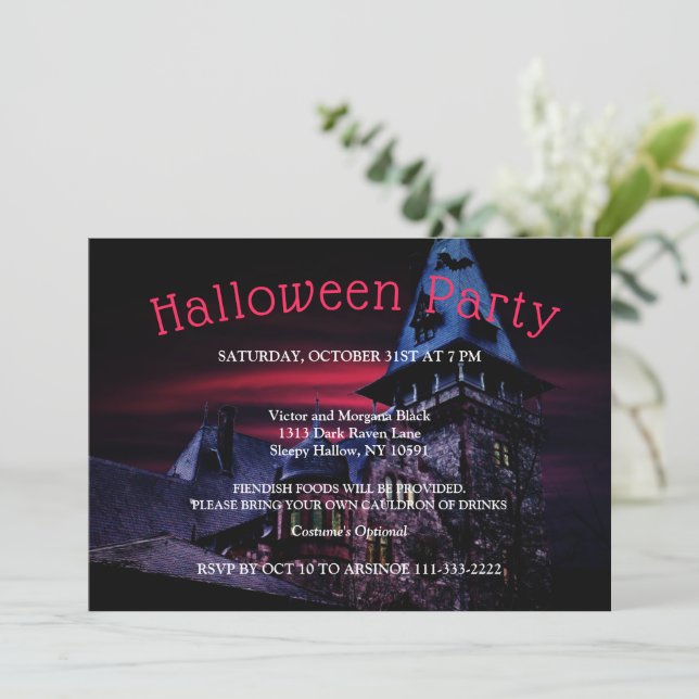 Nuit d'horreur Halloween Fête Invitation (Debout devant)