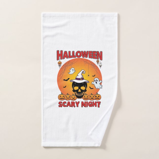 Nuit effrayante d'Halloween Crâne Chapeau de sorci (Serviette à main)