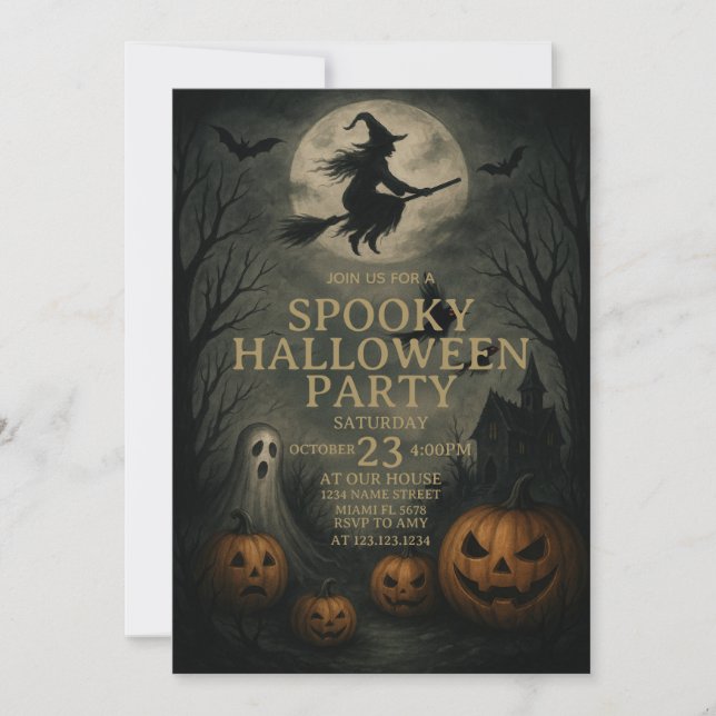 Nuit éffrayante Halloween Costume Fête Invitation (Devant)