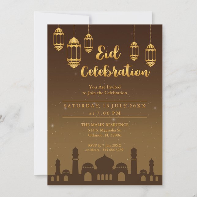 Nuit étoile Eid Moubarak Party Invitation (Devant)