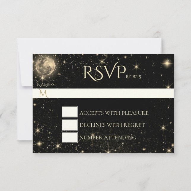 Nuit étoilée avec carte Lune Gold RSVP (Devant)