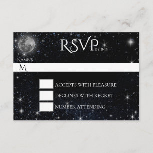 Nuit étoilée avec carte RSVP Lune