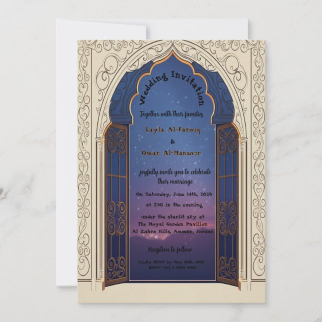 Nuit étoilée enchantée : Invitation de mariage à l (Devant)