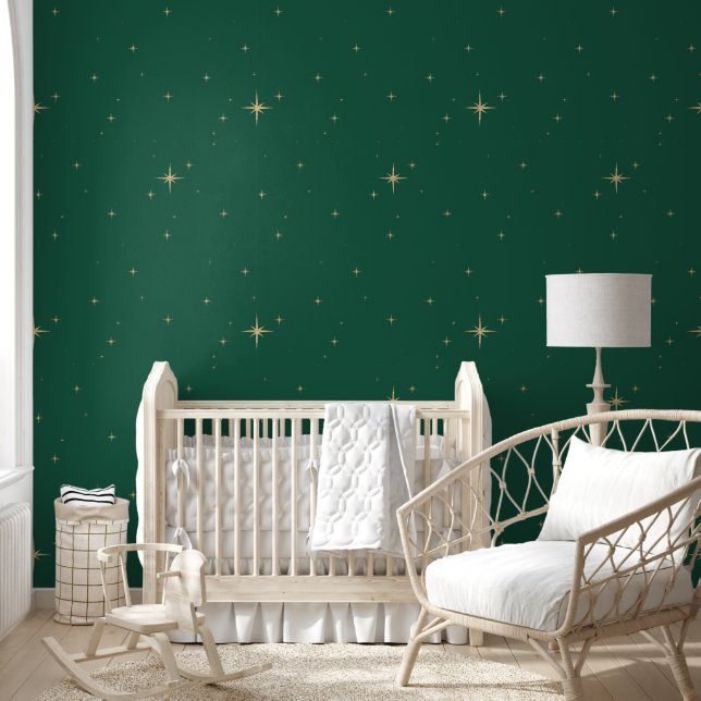 Nuit étoilée - Papier peint adhésif Green (Enfants)